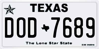 TX license plate DOD7689