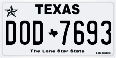 TX license plate DOD7693