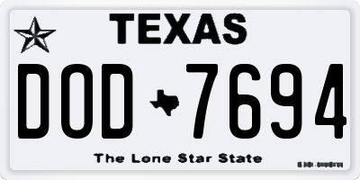 TX license plate DOD7694