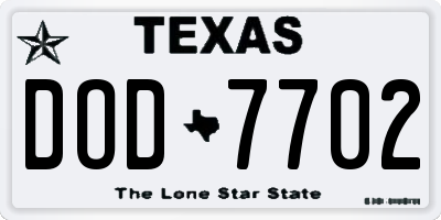 TX license plate DOD7702