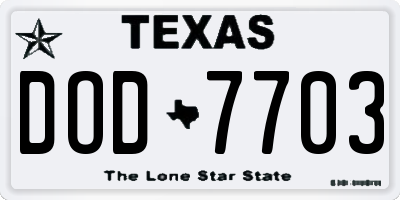 TX license plate DOD7703