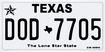 TX license plate DOD7705