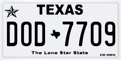 TX license plate DOD7709