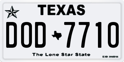 TX license plate DOD7710