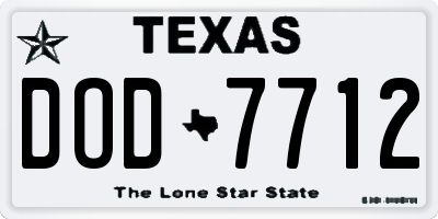 TX license plate DOD7712