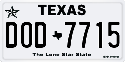 TX license plate DOD7715