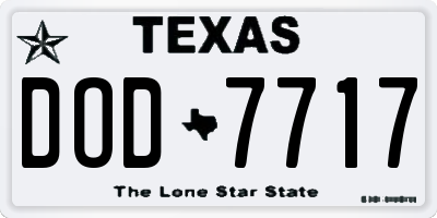 TX license plate DOD7717