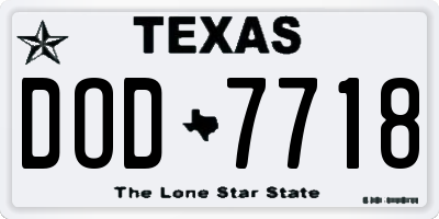 TX license plate DOD7718