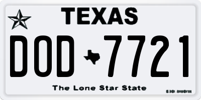 TX license plate DOD7721