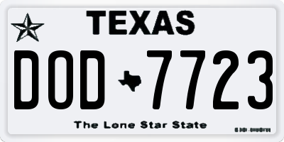 TX license plate DOD7723