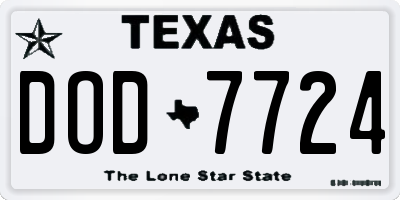 TX license plate DOD7724