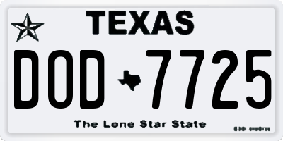TX license plate DOD7725