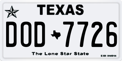 TX license plate DOD7726