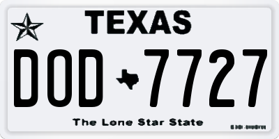 TX license plate DOD7727