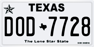 TX license plate DOD7728