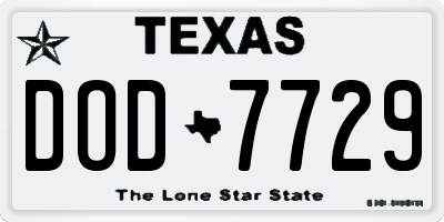 TX license plate DOD7729
