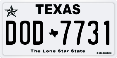 TX license plate DOD7731