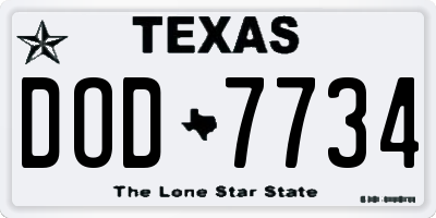 TX license plate DOD7734