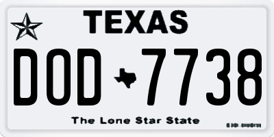 TX license plate DOD7738