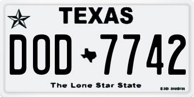 TX license plate DOD7742