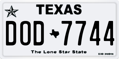 TX license plate DOD7744