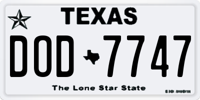 TX license plate DOD7747