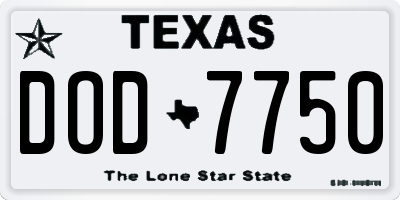 TX license plate DOD7750
