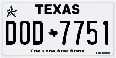 TX license plate DOD7751