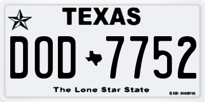 TX license plate DOD7752