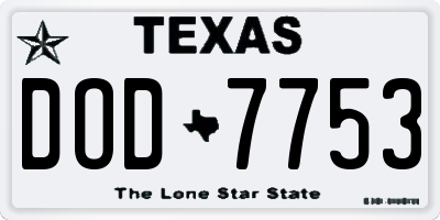TX license plate DOD7753