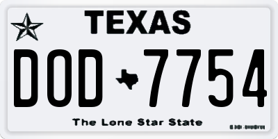 TX license plate DOD7754
