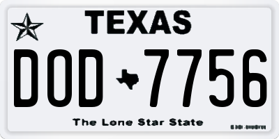TX license plate DOD7756