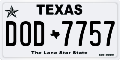 TX license plate DOD7757