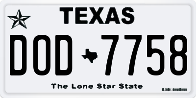 TX license plate DOD7758