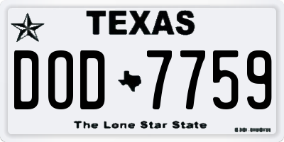 TX license plate DOD7759