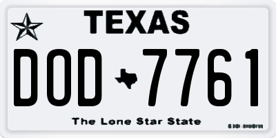 TX license plate DOD7761