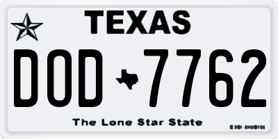 TX license plate DOD7762