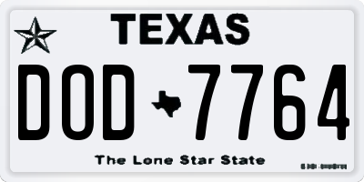 TX license plate DOD7764