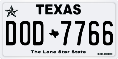 TX license plate DOD7766