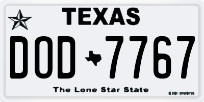 TX license plate DOD7767