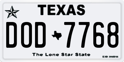 TX license plate DOD7768