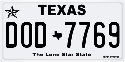 TX license plate DOD7769
