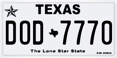TX license plate DOD7770