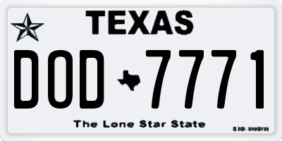 TX license plate DOD7771