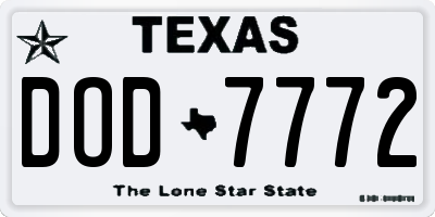 TX license plate DOD7772