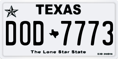 TX license plate DOD7773