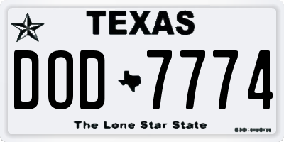 TX license plate DOD7774