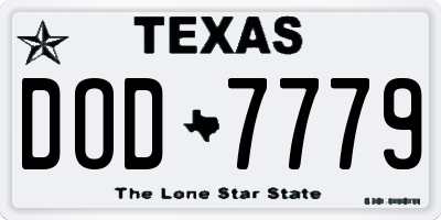 TX license plate DOD7779