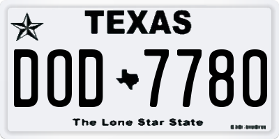 TX license plate DOD7780