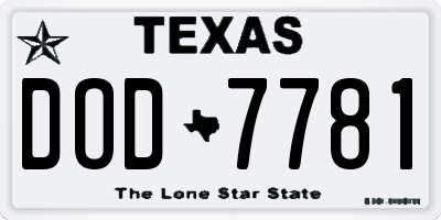TX license plate DOD7781